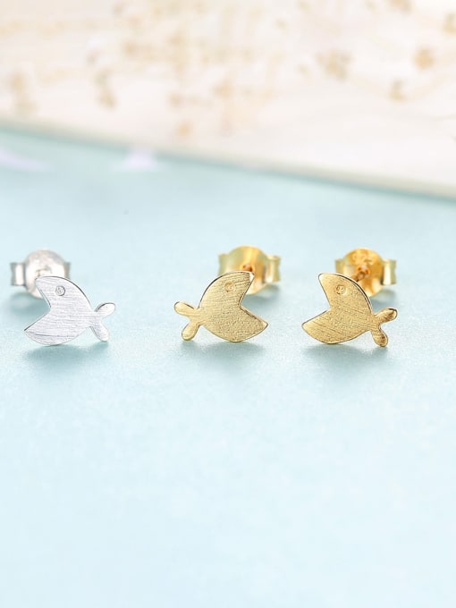 CCUI 925 Sterling Silver Smooth Fish Minimalist Stud Earring 3