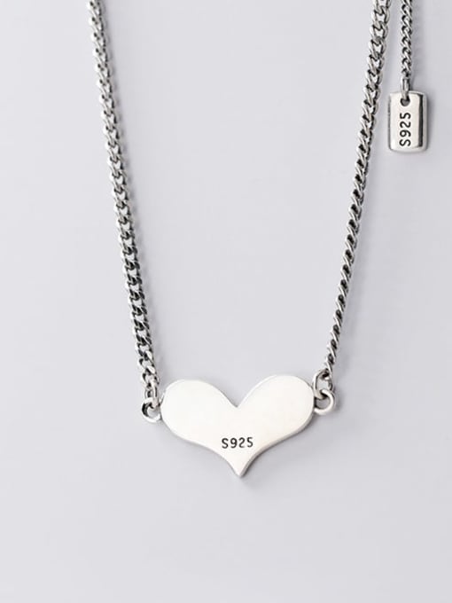 Rosh 925 Sterling Silver Heart Vintage Chain Necklace 1