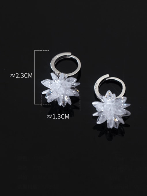 Rosh 925 Sterling Silver Crystal Flower Minimalist Huggie Earring 2