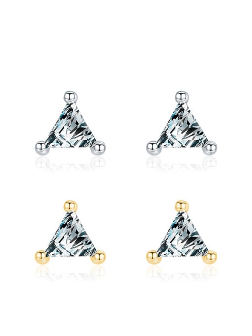MODN 925 Sterling Silver Cubic Zirconia Triangle Minimalist Stud Earring 3