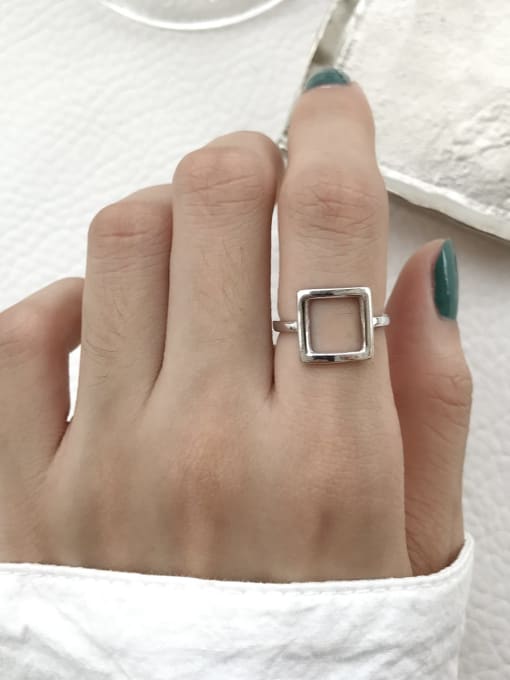 Boomer Cat 925 Sterling Silver Geometric Trend Blank Ring 2