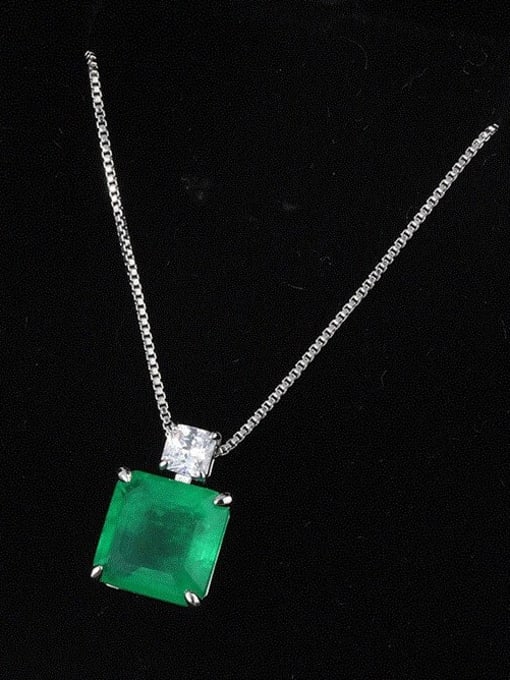 Emerald pendant Brass Cubic Zirconia Luxury Geometric Earring and Pendant Set