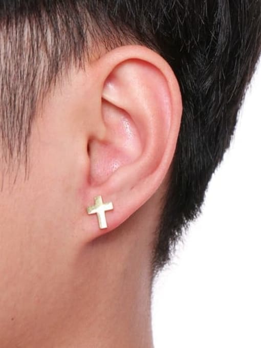 CONG Stainless steel Cross Minimalist Huggie Earring 3