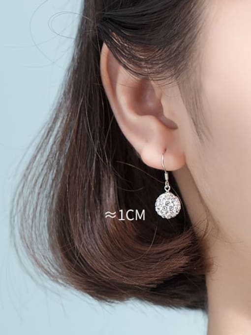 Rosh 925 sterling silver fashion style micro set with diamond Ball Earrings 1