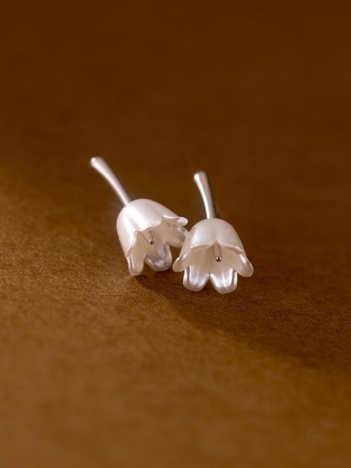 Silver 925 Sterling Silver Shell Flower Cute Stud Earring