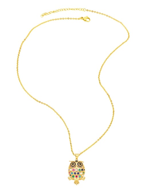 CC Brass Cubic Zirconia Owl Vintage Necklace 1