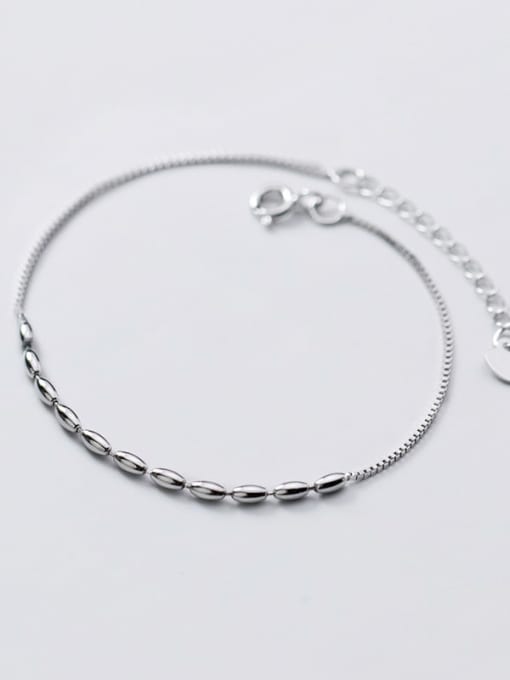 Rosh 925 Sterling Silver Bead Oval Minimalist Link Bracelet 1