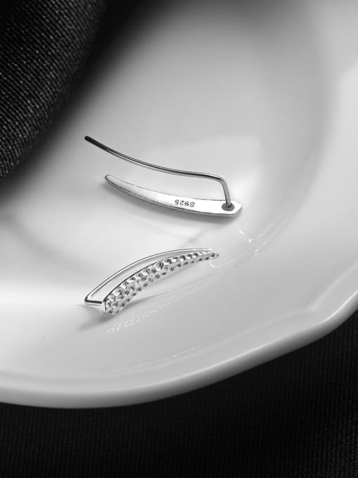 Rosh 925 Sterling Silver Cubic Zirconia Geometric Minimalist Hook Earring 0