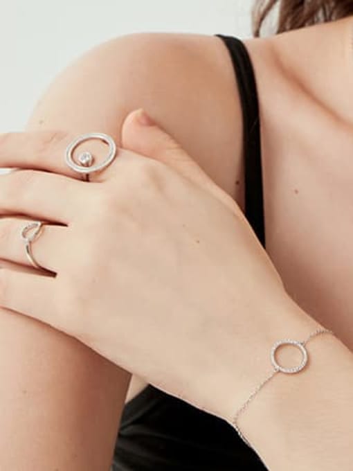 MODN 925 Sterling Silver Cubic Zirconia Minimalist Geometric  Earring Bracelet and Necklace Set 1