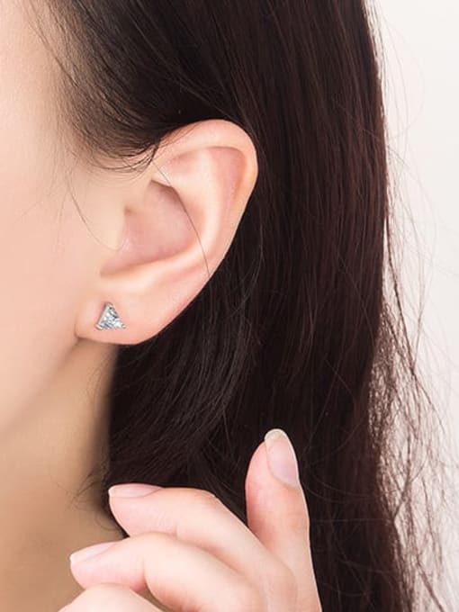 HAHN 925 Sterling Silver Cubic Zirconia Triangle Minimalist Stud Earring 2