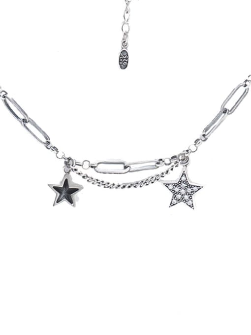 Star Necklace 925 Sterling Silver Star Vintage Hollow Chain  Necklace