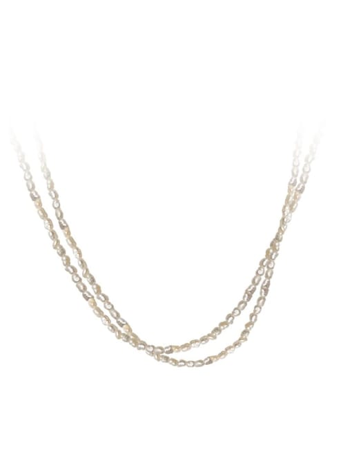 Rosh 925 Sterling Silver Imitation Pearl Round Minimalist Multi Strand Necklace