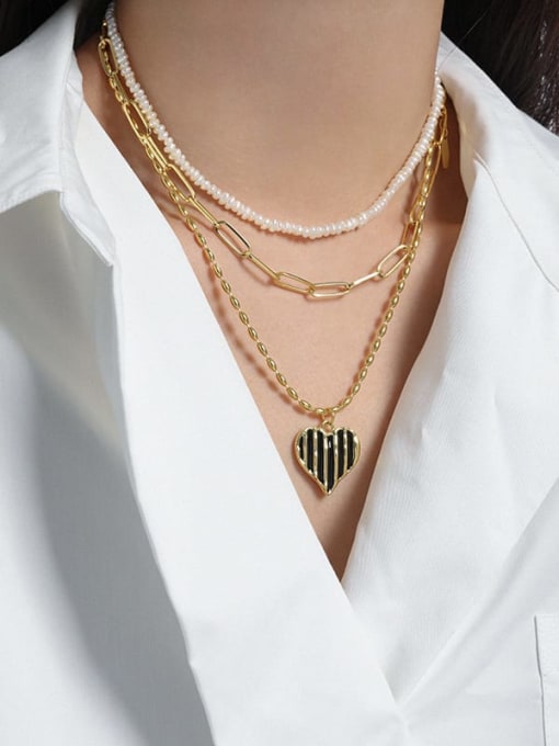 DAKA 925 Sterling Silver Enamel Heart Minimalist Necklace 2