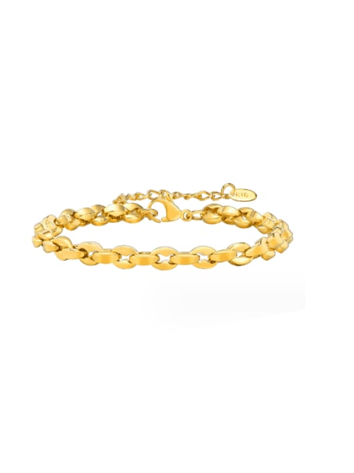 golden Titanium Steel Geometric Chain Hip Hop Link Bracelet