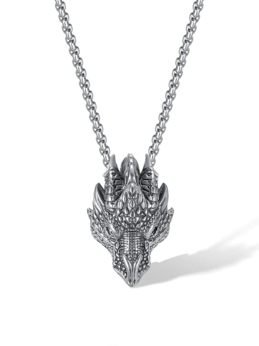 GX2367 Steel Pendant + Chain 4mm*70cm Stainless steel Dragon Hand  Hip Hop Necklace