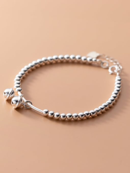silver 925 Sterling Silver Bead Bell Minimalist Beaded Bracelet