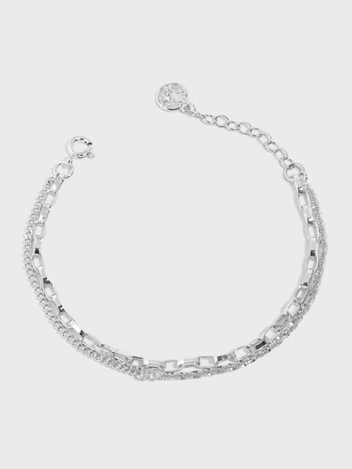 DAKA 925 Sterling Silver Irregular Minimalist Strand Bracelet