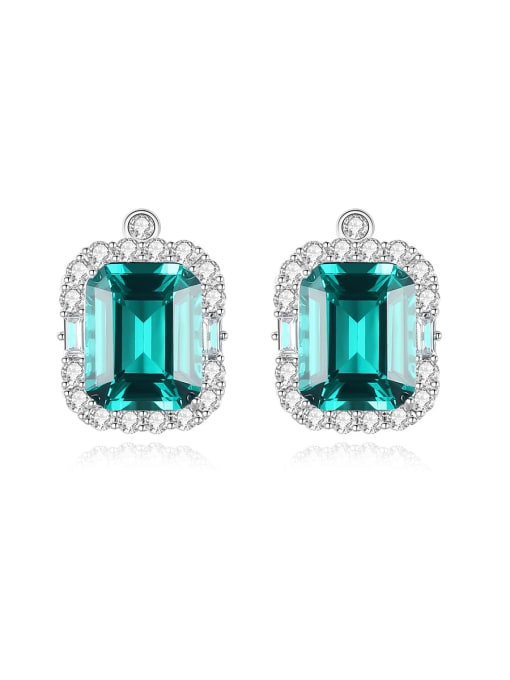 CCUI 925 Sterling Silver Cubic Zirconia Square Luxury Stud Earring 0