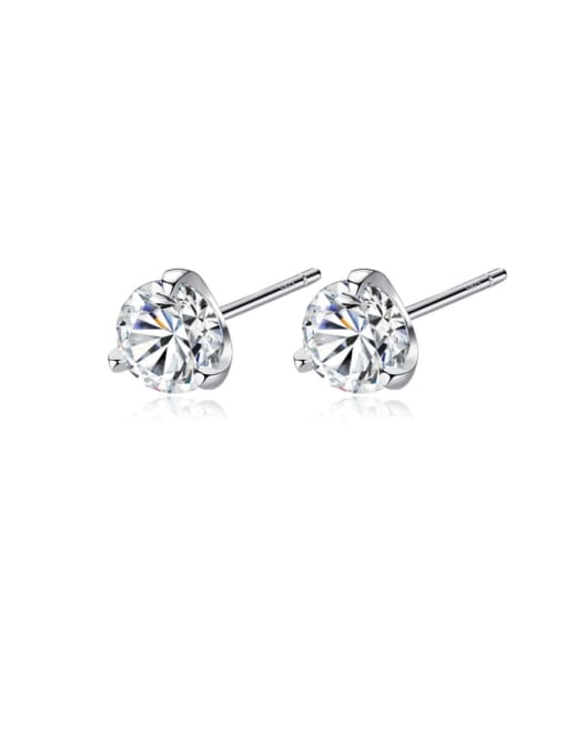 CCUI 925 Sterling Silver Cubic Zirconia White Round Minimalist Stud Earring 0