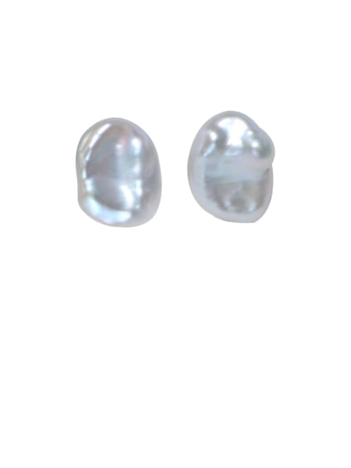 RAIN Brass Freshwater Pearl Irregular Minimalist Stud Earring 0