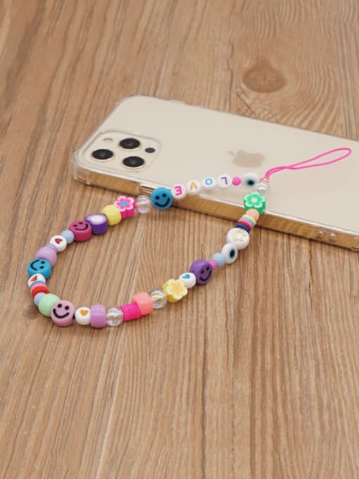 QT K210120D Multi Color Polymer Clay Smiley Bohemia Mobile Phone Accessories