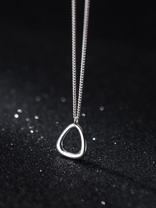 Silver 925 Sterling Silver Triangle Minimalist Necklace