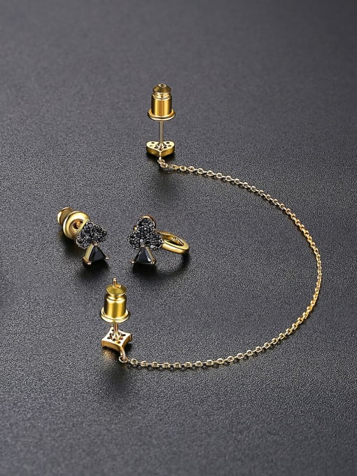 BLING SU Brass Cubic Zirconia Tassel Vintage Stud Earring 4