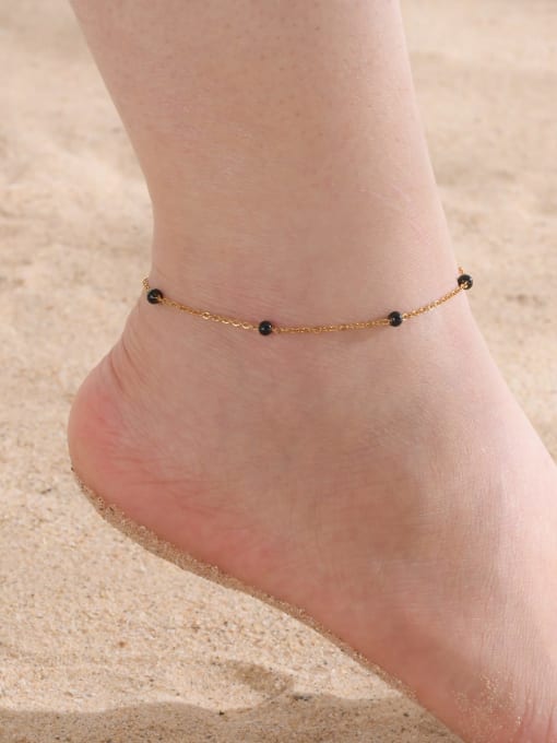 LI MUMU Stainless steel Natural Stone Geometric Trend Anklet 1