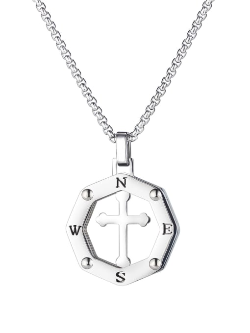 1885 Pendant (with chain) Titanium Steel Hollow Cross Hip Hop Necklace