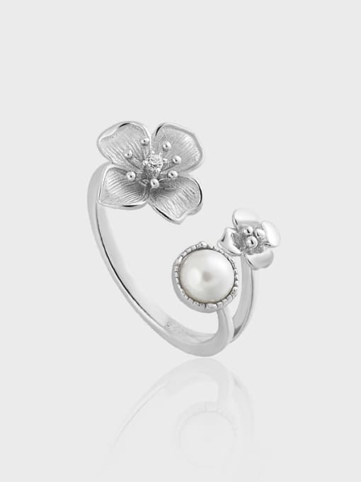 DAKA 925 Sterling Silver Flower Cute Band Ring 0