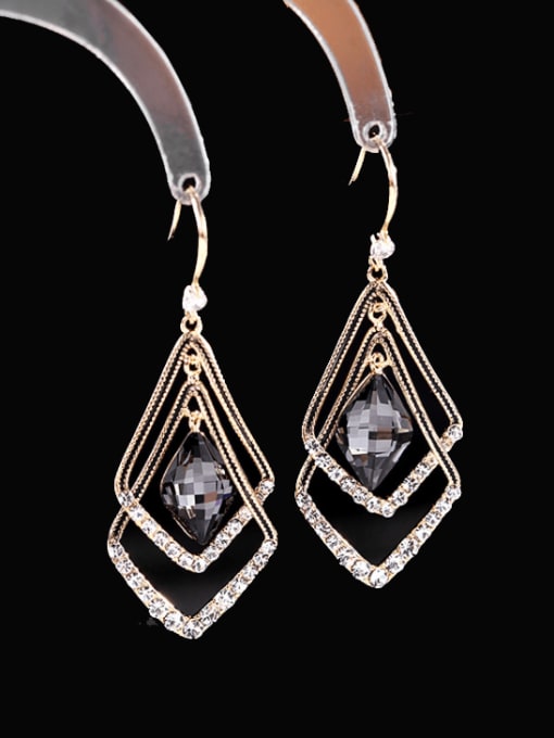Diamond grey crystal Brass Cubic Zirconia Geometric Bohemia Hook Earring