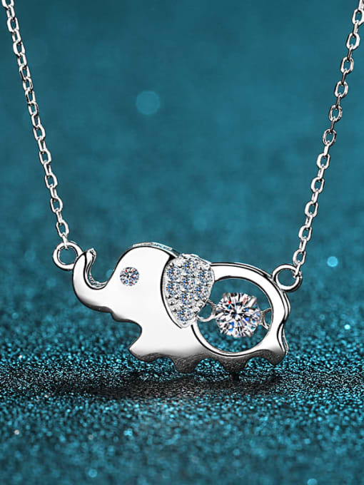 MOISS Sterling Silver Moissanite Elephant Dainty Necklace 0