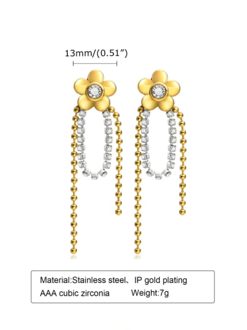 LI MUMU Stainless steel Flower Tassel Vintage Drop Earring 2