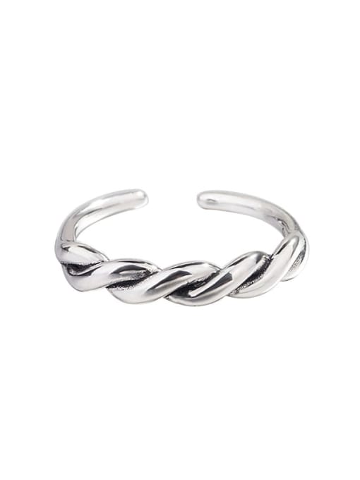 HAHN 925 Sterling Silver Vintage Twisted double-layer twist  Band Ring 0
