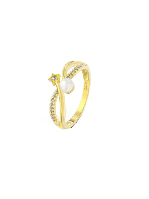 14K Gold:1.83g 925 Sterling Silver Cubic Zirconia Irregular Dainty Stackable Ring