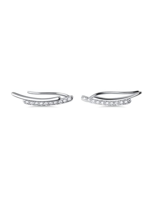 Rosh 925 Sterling Silver Cubic Zirconia Irregular Minimalist Stud Earring 4