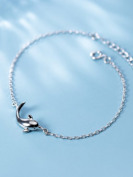 Rosh 925 Sterling Silver Dolphin Minimalist Link Bracelet 0