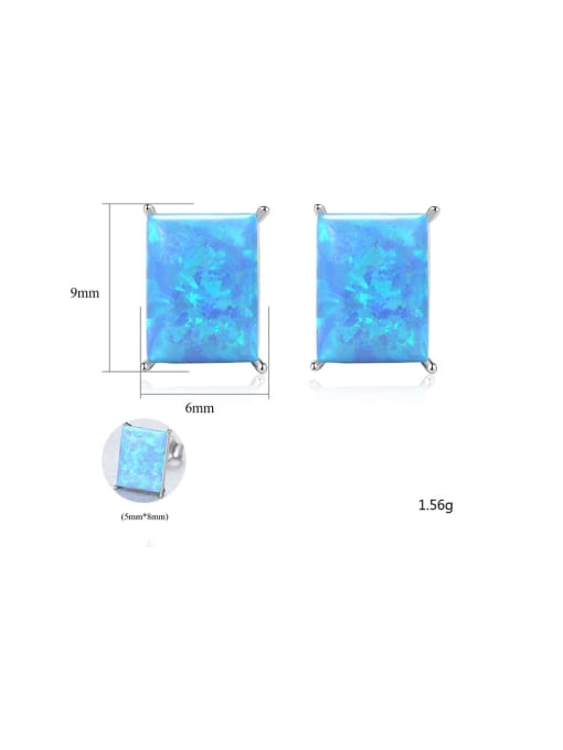 CCUI 925 Sterling Silver Opal Blue Square Minimalist Stud Earring 4