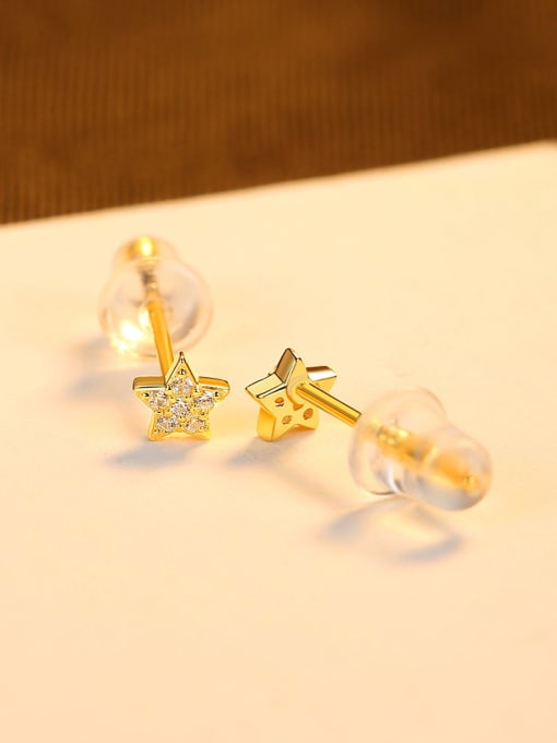 CCUI 925 Sterling Silver Cubic Zirconia Star Minimalist Stud Earring 3