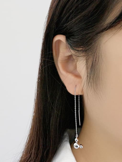 DAKA 925 Sterling Silver Bead Round Minimalist Threader Earring 1