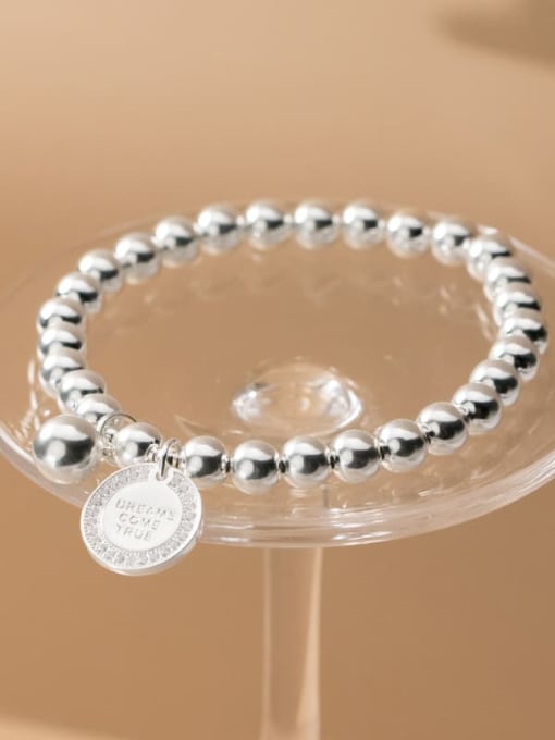 Rosh 925 Sterling Silver Round Minimalist Beaded Bracelet 2