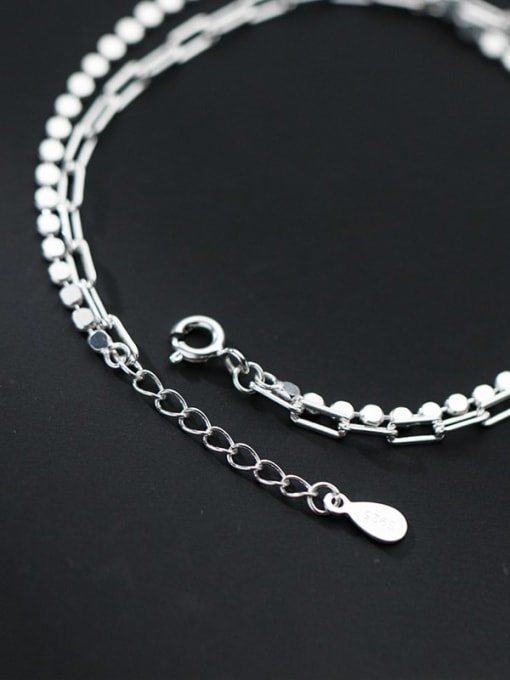 Rosh 925 Sterling Silver Geometric Minimalist Hollow Chain Strand Bracelet 3