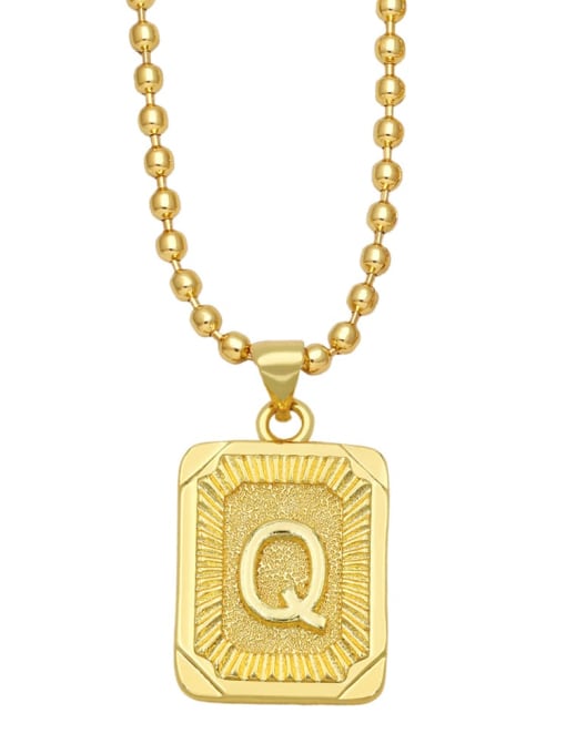 Q Brass Letter Vintage Geometry Pendant Necklace
