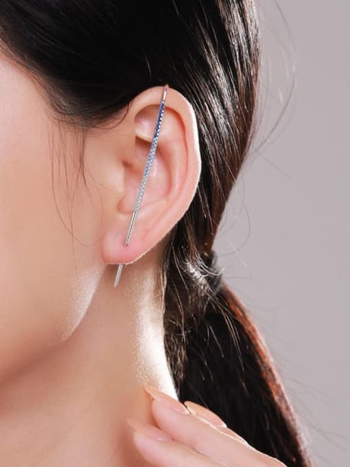 MODN 925 Sterling Silver Cubic Zirconia Irregular Minimalist Single Earring(Only-One) 1