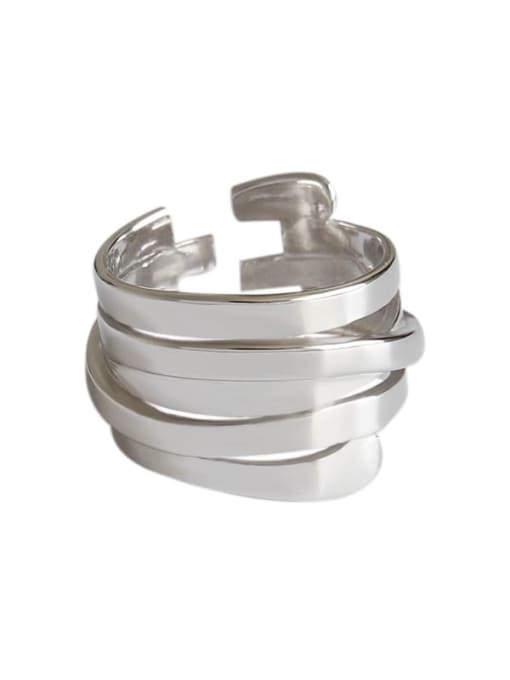DAKA 925 Sterling Silver Simple Multi-layer Winding Ring 0