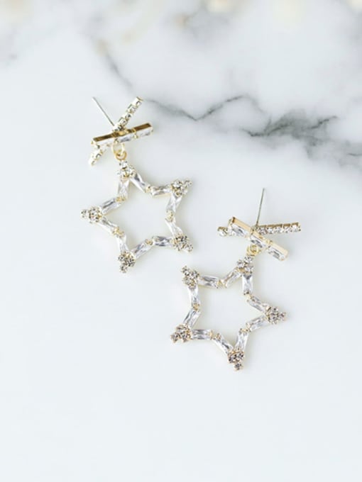 Girlhood Alloy With Imitation Gold Plated Fashion Hollow Star Drop Earrings 2