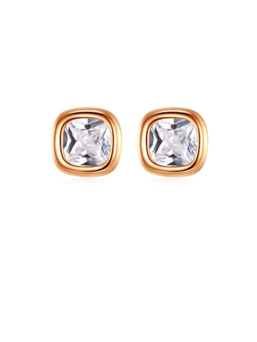 CCUI 925 Sterling Silver Glass stone Square Minimalist Stud Earring 0