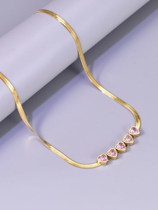 A TEEM Titanium Steel Glass Stone Heart Hip Hop Snake Bone Chain Necklace 2