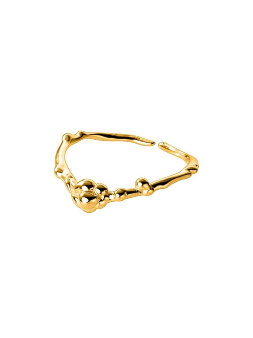 flower gold 925 Sterling Silver Irregular Minimalist Stackable Ring