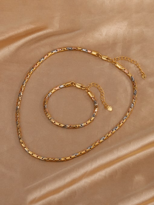 ROSS Brass Trend Irregular Bracelet and Necklace Set 0